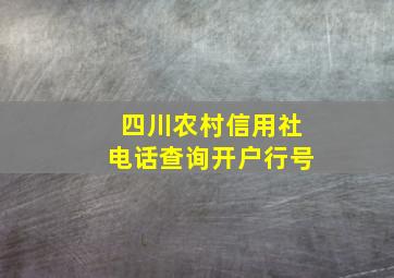 四川农村信用社电话查询开户行号