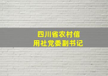 四川省农村信用社党委副书记