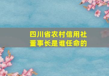 四川省农村信用社董事长是谁任命的