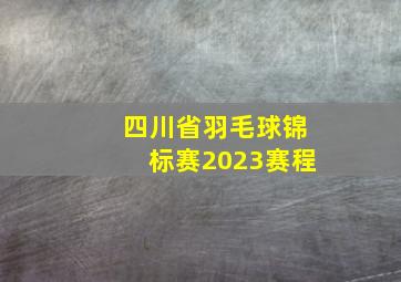 四川省羽毛球锦标赛2023赛程