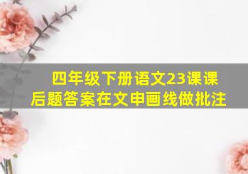 四年级下册语文23课课后题答案在文申画线做批注