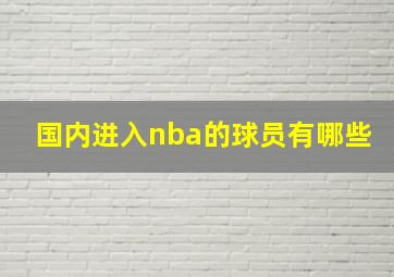 国内进入nba的球员有哪些