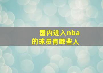 国内进入nba的球员有哪些人