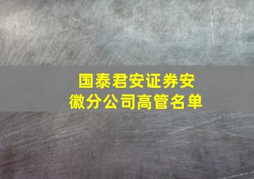 国泰君安证券安徽分公司高管名单