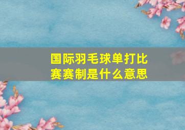 国际羽毛球单打比赛赛制是什么意思