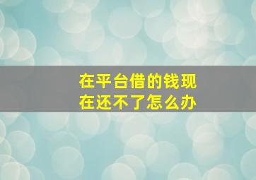 在平台借的钱现在还不了怎么办