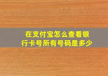 在支付宝怎么查看银行卡号所有号码是多少