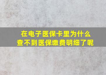 在电子医保卡里为什么查不到医保缴费明细了呢