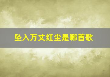 坠入万丈红尘是哪首歌