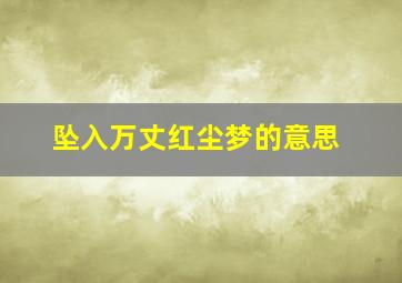 坠入万丈红尘梦的意思