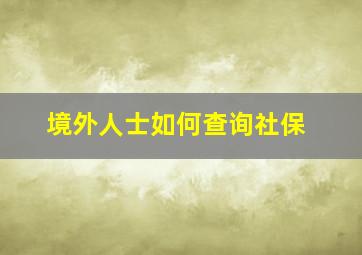 境外人士如何查询社保