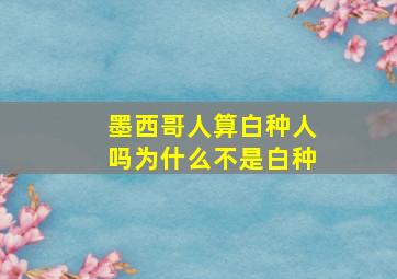 墨西哥人算白种人吗为什么不是白种