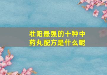 壮阳最强的十种中药丸配方是什么呢