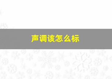 声调该怎么标