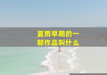 夏雨早期的一部作品叫什么