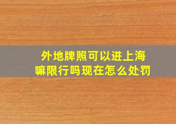 外地牌照可以进上海嘛限行吗现在怎么处罚