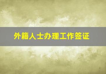 外籍人士办理工作签证