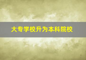 大专学校升为本科院校