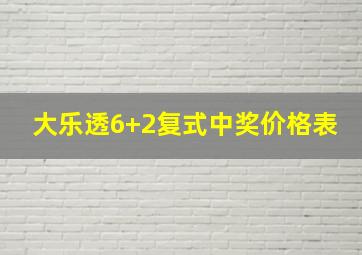 大乐透6+2复式中奖价格表