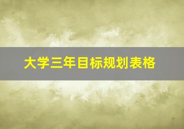 大学三年目标规划表格