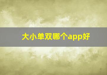 大小单双哪个app好