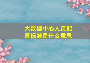 大数据中心人员配置标准是什么意思