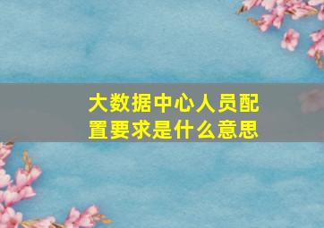 大数据中心人员配置要求是什么意思