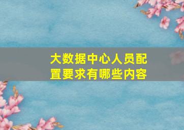 大数据中心人员配置要求有哪些内容