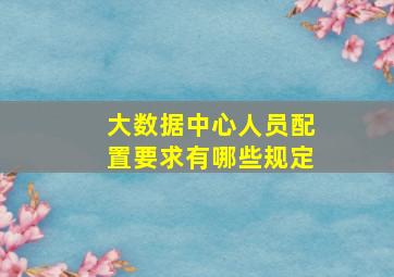 大数据中心人员配置要求有哪些规定