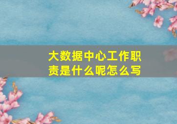 大数据中心工作职责是什么呢怎么写