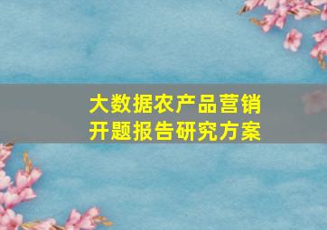 大数据农产品营销开题报告研究方案