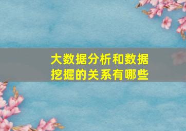 大数据分析和数据挖掘的关系有哪些