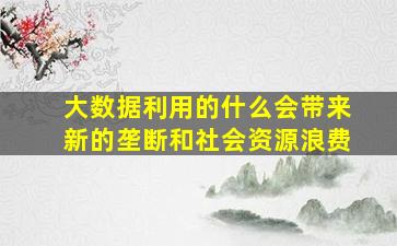 大数据利用的什么会带来新的垄断和社会资源浪费