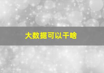 大数据可以干啥