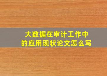 大数据在审计工作中的应用现状论文怎么写