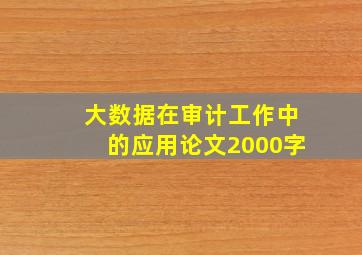 大数据在审计工作中的应用论文2000字