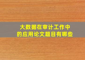 大数据在审计工作中的应用论文题目有哪些