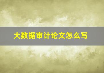 大数据审计论文怎么写