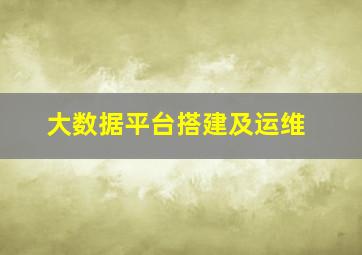 大数据平台搭建及运维