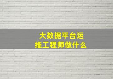 大数据平台运维工程师做什么