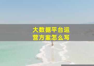 大数据平台运营方案怎么写