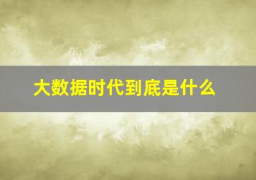 大数据时代到底是什么