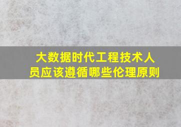 大数据时代工程技术人员应该遵循哪些伦理原则