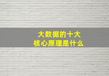 大数据的十大核心原理是什么