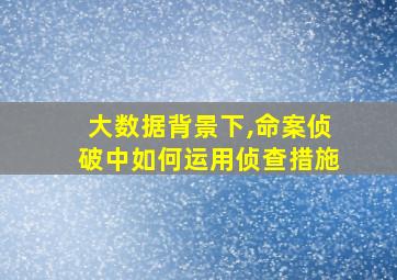 大数据背景下,命案侦破中如何运用侦查措施