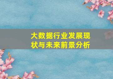 大数据行业发展现状与未来前景分析