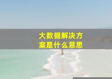 大数据解决方案是什么意思