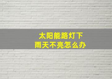 太阳能路灯下雨天不亮怎么办