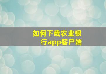 如何下载农业银行app客户端