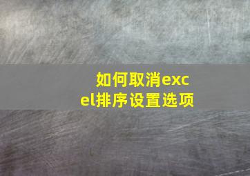 如何取消excel排序设置选项